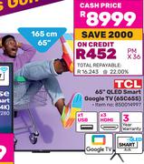 TCL 65" (165cm) QLED Smart Google TV 65C655