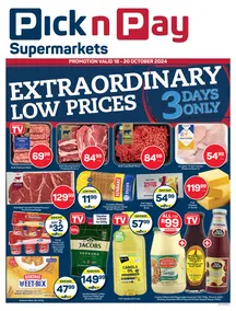 Pick n Pay Gauteng, Free State, North West, Mpumalanga, Limpopo & Northern Cape : 3 Day Specials (18 October - 20 October 2024)