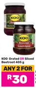 Koo Grated Or Sliced Beetroot-For Any 2 x 405g