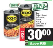     Koo Baked Beans In Tomato Sauce-For 2 x 400g