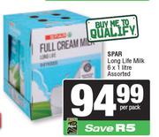   Spar Long Life Milk Assorted-6 x 1Ltr Per Pack