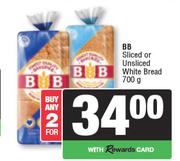 BB Sliced Or Unsliced White Bread-For Any 2 x 700g