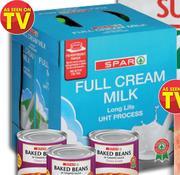 Spar UHT Long Life Milk (Full Cream, 2% Low Fat Or Fat Free)-6x1Ltr Per Pack