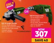 Stormforce 500 W Angle Grinder Or 500 W Impact Drill- Each