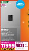 Hisense 463 L Bottom Freezer Fridge Silver (H610BS-WD)