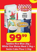 Spekko Rice Blue 2Kg + White Star Maize Meal 2.5Kg + Sasko Cake Flour 2.5Kg-Combo