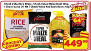 Check Value Rice 10Kg+Check Value Maize Meal 10Kg+Check Value Oil 4L+Check Value Red Spek Beans 4Kg-