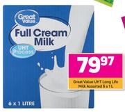 Great Value UHT Long Life Milk Assorted-6 x 1L