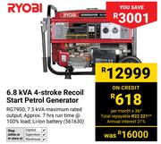 Ryobi 6.8KVA 4-Stroke Recoil Start Petrol Generator RG7900 561630