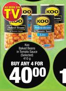 Koo Baked Beans In Tomato Sauce-4x410g