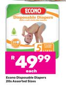 Econo Disposable Diapers Assorted Sizes-20s Each