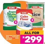 Econo Super Maize Meal 10Kg Plus Econo Cake Flour 10Kg Plus Econo Rice 10Kg-All For