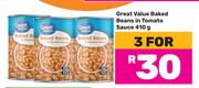 Great Value Baked Beans In Tomato Sauce-For 3 x 410g