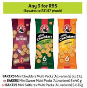 Bakers Mini Cheddars Multi Packs 6x33g Or Mini Sweet 5x40g Or Mini Salticrax 6x33g-For Any 3