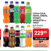 Coca-Cola, Fanta, Sprite, Stoney, Sparletta Or Twist Soft Drinks (All Variants)-24 x 440ml