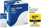 M Long Life Full Cream Milk-6 x 1Ltr