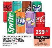 Coca-Cola, Fanta, Sprite, Stoney, Sparletta, Schweppes Or Twist-24 x 300ml