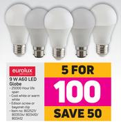 Eurolux 9W A60 LED Globe-For 5