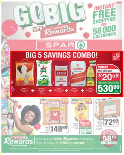 SPAR EASTERN CAPE : Go Big (27 July - 8 August 2021) Valid In | Amahlathi, Bedford, Buffalo Flats, Cala, Centane, Hankey, Idutywa, Indwe, Kwa-Fetting, Komga, Lady Frere, Nemato, Ugie, Peddie, page 1