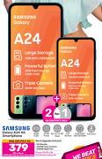 2 x Samsung Galaxy A24 4G Smartphone-On 1.2GB Red Top Up Core More Data + On Promo 75