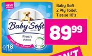 Baby Soft 2 Ply Toilet Tissue-18's