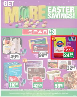 SPAR EASTERN CAPE : Get More Easter Savings (05 April - 18 April 2022) | Valid In Acres, Algoa Park, Algoa Foods, Aliwal North, Aspen, Buffalo Flats, Burgersdorp, Cambridge, Camdeboo, Cradock, page 1