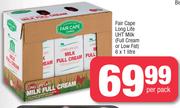 Fair Cape Long Life UHT Milk Full Cream Or Low Fat-6 x 1L Per Pack