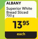 Albany Superior White Bread Sliced-700g Each