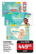 Pampers Active Baby, Pants Or Premium Maga Box (All Sizes)-Each