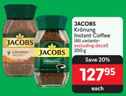 Jacobs Kronung Instant Coffee (All Variants-Excluding Decaf)-200g Each