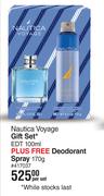 Nautica Voyage Gift Set (EDT 100ml Plus Free Deodorant Spray 170g)-Per Set