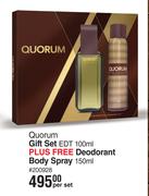 Quorum Gift Set EDT (100ml Plus Free Deodorant Body Spray 150ml)-Per Set