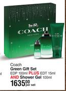 Coach Green Gift Set (EDP 100ml Plus EDT 15ml And Shower Gel 100ml)-Per Set