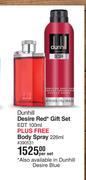 Dunhill Desire Red Gift Set EDT 100ml Plus Free Body Spray 226ml-Per Set