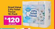 Great Value 2 Ply Toilet Tissue 18 Pack-Per Pack