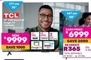 TCL 177cm (70") UHD Smart 4K Google TV 70P655