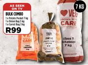 1 x Potato Packet 7Kg + 1 x Onion Bag 3Kg + 1 x Carrot Bag 3kg Combo-Per Combo