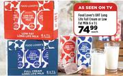 Food Lover's UHT Long Life Full Cream or Low Fat Milk-6 x 1Ltr Each
