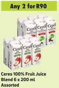 Ceres 100% Fruit Juice Blend 6 x 200 ml Assorted- For Any 2
