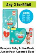 Pampers Baby Active Pants Jumbo Pack (Assorted Sizes)-For Any 2