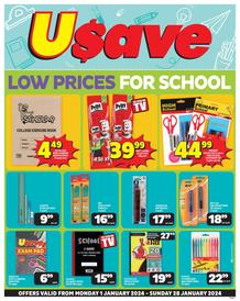 Usave Eastern Cape : Low Prices For School (01 January - 28 January 2024)