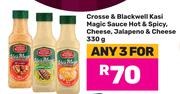 Crosse & Blackwell Kasi Magic Sauce Hot & Spicy, Cheese, Jalapeno & Cheese-For 3 x 330g