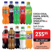 Coca Cola, Fanta, Sprite, Stoney, Sparletta Or Twist Soft Drinks (All Variants)-24 x 440ml