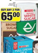 Spar Refined White Or Brown Sugar-2 x 2Kg