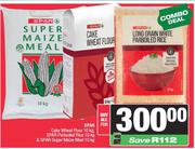 Spar Cake Wheat Flour 10kg, Spar Parboiled Rice 10kg, & Spar Super Maize Meal 10kg-For All