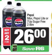 Pepsi Max, Pepsi Lite Or 7Up Sugar Free-For Any 2 x 2Ltr
