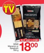 Spar Macaroni Or Spaghetti-For Any 2 x 500g
