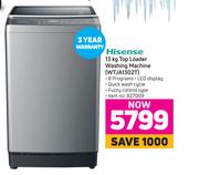 Hisense 13Kg Top Loader Washing Machine WTJA1302T