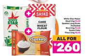 White Star Maize Meal 5Kg Plus Spekko Long Grain Parboiled Rice 5Kg Plus Sasko Cake Flour 5Kg-All Fo