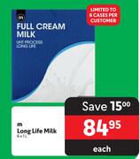 M Long Life Milk-6 x 1Ltr Each